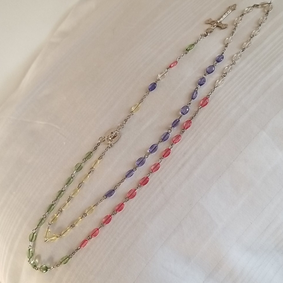 Multi Color Silver Rosary Beads Catholic - Picture 6 of 6